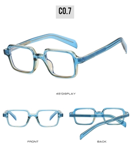 Vues multiples de lunettes de soleil polarisées carrées bleu transparent modèle C0.7