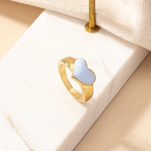 Mode Herz Ring Vergoldete Zinklegierung Emaille Tropföl Herzform Minimalistischer Fingerschmuck Für Frauen