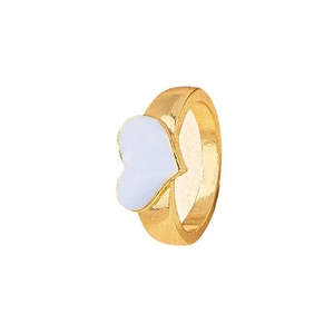 Minimalistischer goldener Herzring mit weißem Emaille-Finish und offenem Banddesign