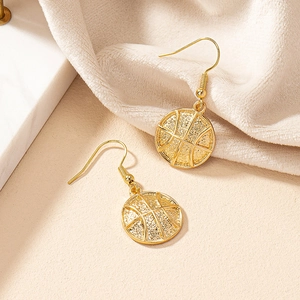 Boucles D'oreilles Crochet Basket Alliage De Zinc Plaqué Or Bijoux Sportifs Texturés Mode Accessoire Tendance