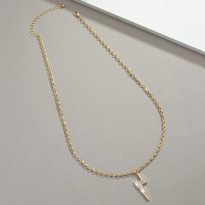 Minimalistische goldene Blitz-Anhänger Halskette mit Kristallen und verstellbarer Kette