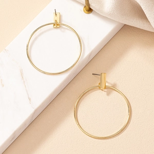Geometric Hoop Earrings Metal Rectangle Post Minimalist Retro Style Fashion Accessories For Women Commuting Jewelry