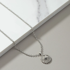 Evil Eye Pendant Necklace Vintage Sunburst Medallion Zinc Alloy Hip Hop Punk Style Jewelry For Men Women