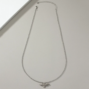 Detail of silver eagle pendant necklace with adjustable O-chain and lobster clasp closure