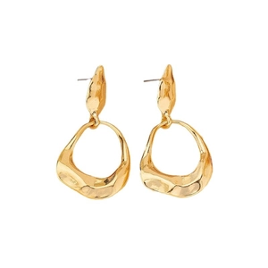 Irregular gold-plated lava earrings with minimalist geometric design for elegant daily wear