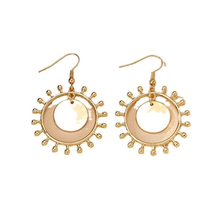 Boucles d'oreilles pendantes géométriques en or brillant au style rétro et vintage