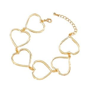Modisches goldenes Armband mit hohlen Herzgliedern, Karabinerverschluss und Kette