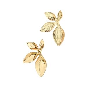 Elegant gold flower petal earrings with polished mirror finish and textured back