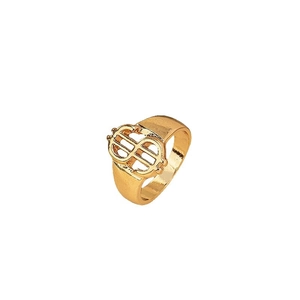 Fashionable gold plated dollar sign ring with hip hop style and minimalist aesthetic