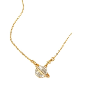 Collier planète Saturne doré élégant serti de cristaux brillants pour femmes chic