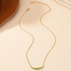 French vintage gold necklace with emerald green crystals and adjustable lobster clasp