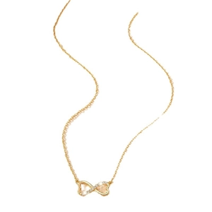 Collier élégant en or avec infini et double cœur serti de zircons brillants pour femme