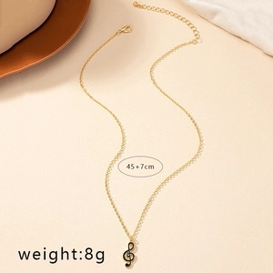 Détails du collier pendentif note de musique avec longueur 45+7cm et poids de 8g