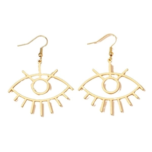 Elegant gold evil eye hook earrings featuring minimalist radiant sunburst design for women