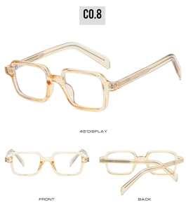 Vue détaillée multi-angles de lunettes de soleil carrées champagne avec branches texturées