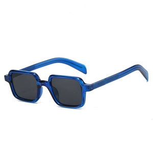 Lunettes de soleil polarisées carrées bleu transparent pour hommes au design rétro chic
