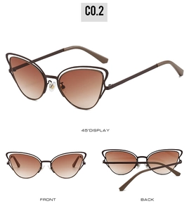 Vues détaillées multi-angles de lunettes œil de chat avec monture évidée et verres dégradés
