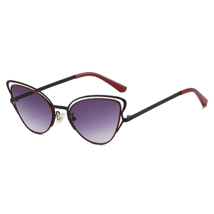 Lunettes De Soleil Œil De Chat Monture Métallique Évidée Verres Dégradés UV400 Mode Trendy Hip Hop Punk Pour Femmes