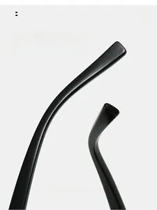 Detail of curved black temples on aviator sunglasses for enhanced comfort and fit