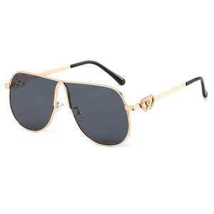Oversized Aviator Sunglasses For Women Metal Frame Heart Shaped Cutout Decoration UV400 Shield Lens Fashion Outdoor