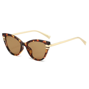 Retro cat-eye tortoiseshell sunglasses with brown lenses and slim gold metal temples