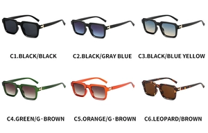 Classic square frame sunglasses in multiple colors featuring elegant gold T-hinge details