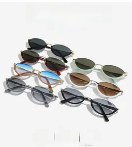 Collection of retro metal cat-eye sunglasses in multiple colors on a clean white backdrop
