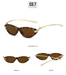 Detailed views of retro cat-eye sunglasses with dark tortoise frames and gold metal temples