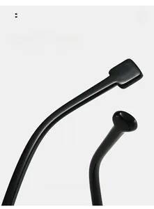 Macro view of curved glossy black sunglasses legs for enhanced comfort and stability