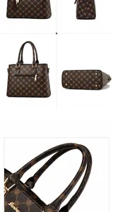 Detailed views of printed tote bag showing bottom studs, side profile and rear zip pocket