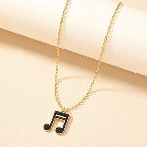 Collier Pendentif Symbole Musical Alliage Émail Plaqué Or Style Mode Rétro Pour Femmes