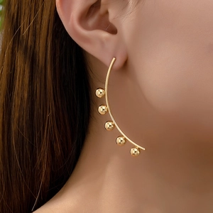 Orecchini A Cerchio A Forma Di C In Lega Con Sfere Di Metallo Gioielli Alla Moda Minimalisti
