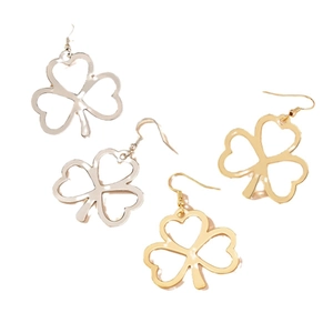 Minimalist gold and silver heart leaf hollow drop earrings with high polish finish