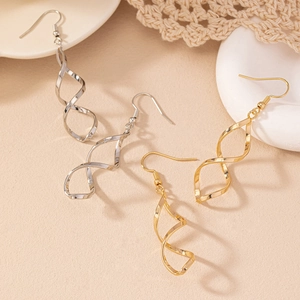 Boucles D'oreilles Pendantes Spirale Vague Minimaliste Alliage Géométrique Torsadée Pour Femmes Moderne Quotidien
