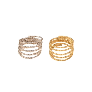 Bagues spirales multicouches élégantes en or et argent avec finition diamantée