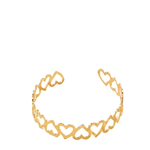 Bracelet manchette doré poli avec motif cœurs ajourés au design minimaliste