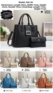 Detailansicht der PU-Ledertasche mit Lychee-Struktur inkl. Maßen und Zubehördetails
