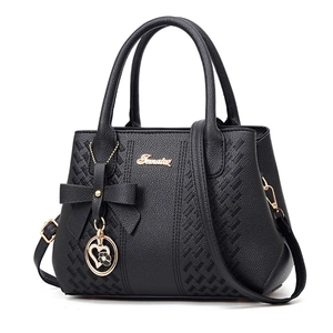 Sac À Main Femme Sac Bandoulière Texture Lychee Cuir PU Grande Capacité Élégant Nœud Pendentif Cœur Surpiqué Vintage