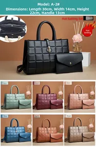 Detail view of large checkered tote bag set with dimensions 30x14x22cm in seven colors