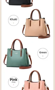 Vertical collage showing four colors of crocodile pattern crossbody bags with fashion text