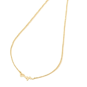 Golden heartbeat wave necklace with heart pendant minimalist jewelry on white background