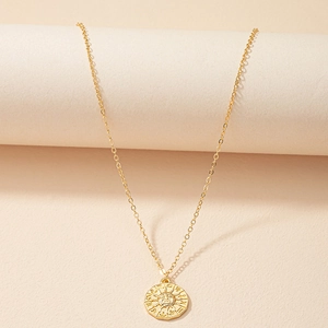 Collana Con Pendente A Moneta Con Faccia Di Sole Rotonda Lega Dodici Costellazioni Zodiaco Stile Bohémien Gioielli Vintage Per Donna