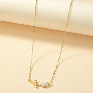 Elegant Tulip Pendant Necklace Alloy Enamel Gold Plated Flower Jewelry For Women Niche Design Ins Style