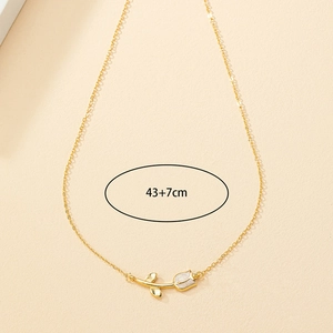 Detail of tulip pendant necklace with 43cm plus 7cm adjustable gold-plated chain length