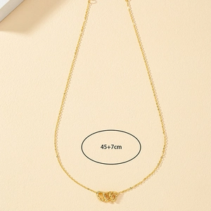 Detail of gold heart pendant necklace with 45+7cm adjustable chain length specification