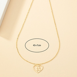 Goldene herzförmige Silhouette Anhänger Halskette mit verstellbarer 45+7cm O-Kette