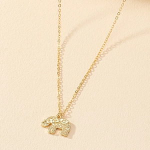 Elephant Pendant Necklace Alloy Rhinestone Hollow Mandala Pattern Bohemian Gold Plated Adjustable Chain Jewelry For Women