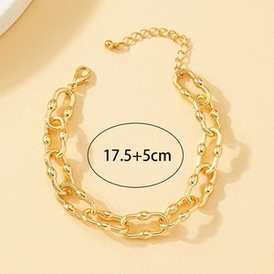 Minimalist gold alloy thick chain bracelet with adjustable link and lobster clasp