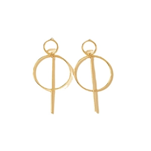Minimalistische lange geometrische Goldkreis-Ohrhänger für Damen im modernen Pendlerstil