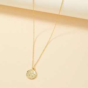 Vintage Alloy Cross Coin Pendant Necklace For Women Retro Embossed Round Medal Fashion Jewelry Gift